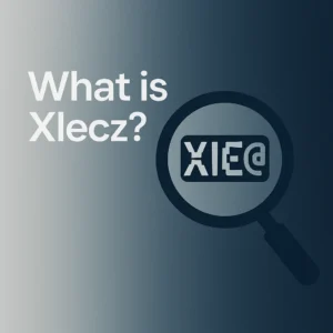 Abstract illustration representing the concept of xlecz with a tech magnifying glass on a blue-gray gradient background – feature image for article What is Xlecz