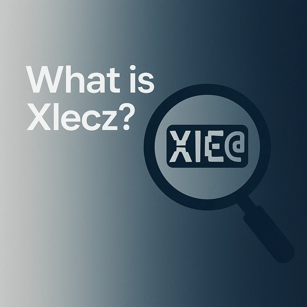 Abstract illustration representing the concept of xlecz with a tech magnifying glass on a blue-gray gradient background – feature image for article What is Xlecz