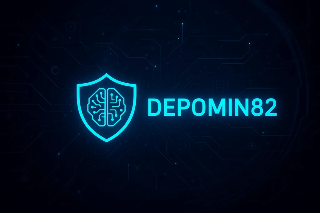 Futuristic AI interface visualizing Depomin82’s role in shaping the future of cybersecurity and digital data protection.