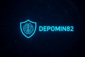 Futuristic AI interface visualizing Depomin82’s role in shaping the future of cybersecurity and digital data protection.