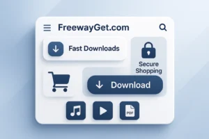 FreewayGet.com digital platform showing secure downloads and shopping with easy interface and fast performance.